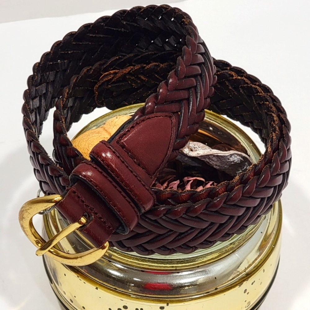 Braided brown belt for men